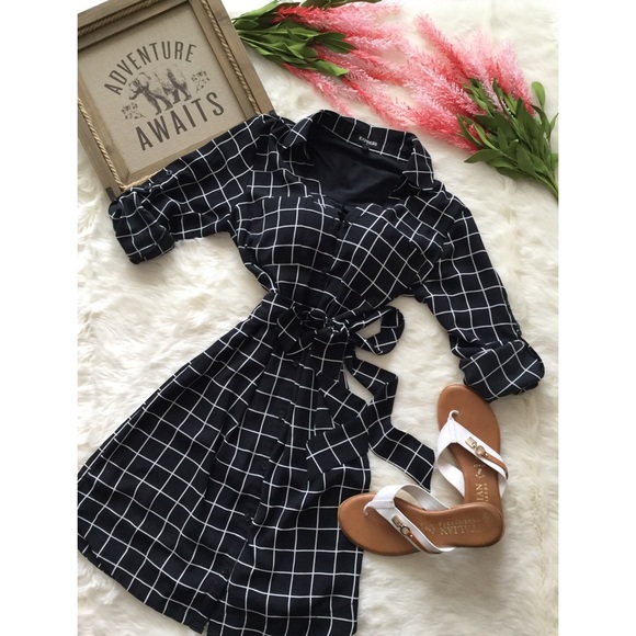 SOLD🚫Express Denali Grid Portofino Shirt Dress - Picture 6 of 8